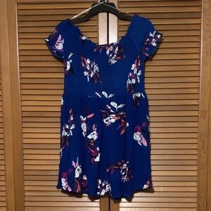 J Glee Smocked Blue Floral Summer Dress Petite XL